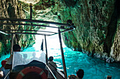 boat in a cave at Capri, island Capri, Golf of Napoli, Italy