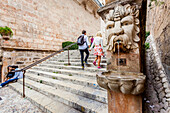 Alte Treppe zu der Kathedrale von Palma, Palma de Mallorca, Majorca, Balearen, Balearische Inseln, Mittelmeer, Spanien, Europa