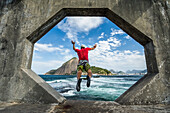 Blick vom Fort Laje in der Bucht von Guanabara, Rio de Janeiro, Brasilien