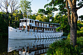 Steamship Diana on the Goetakanal between Norsholm and Soederkoeping, Sweden