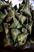 Green leaves wrapped with string