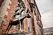 UNESCO Welterbe Bremer Rathaus und Roland Statue, Bremer Stadtmusikanten, Hansestadt Bremen, Deutschland