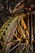 UNESCO World Heritage Rammelsberg mine, water wheel inside mine, Goslar, Harz mountains, Lower Saxony, Germany