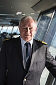 Captain Kjell Holm on bridge of cruise ship Mein Schiff 6 (TUI Cruises), Baltic Sea, near Rønne, Bornholm, Denmark