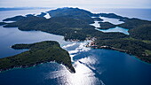 Luftaufnahme der Inseln im Nationalpark Mljet, Mljet, Dubrovnik-Neretva, Kroatien, Europa