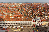 view from vom Campanile, bell tower, Piazza San Marco, St. Mark´s square, Torre dell Orologio, clock tower, Venezia, Venice, UNESCO World Heritage Site, Veneto, Italy, Europe