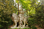 lion sculpture, Giardini Pubblicci, public gardens, Viale dei Giardini, 19th. century, Venezia, Venice, UNESCO World Heritage Site, Veneto, Italy, Europe