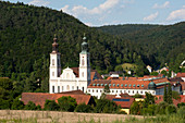 View to the Pielenhofen Abbey in Pielenhofen in the valley of the Naab, Lower Bavaria