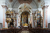 The nave of the church of the Benedictine Abbey of Metten in Metten, Lower Bavaria