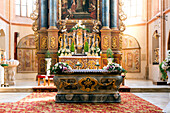 Main altar in the church of the Seligenporten Monastery, Seligenporten, Lower Bavaria