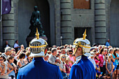 Guards before the changing of the guard at the royal castle, Stockholm, Sweden