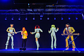 Karaoke with computer-simulated Abba band at the Abba Museum, Stockholm, Sweden
