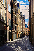 Gasse in der Altstadt Gamla Stan , Stockholm, Schweden