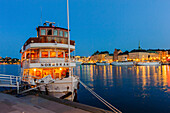 Old steamboats at Stroembron, Stockholm, Sweden