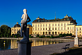 Sculptures and wild geese in front of Drottningholm Castle, Stockholm, Sweden