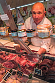 gilles mossu's pork product stand, covered market, chartres (28), france
