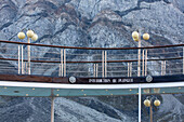 footbridge on the upper deck, navigation in the fjord of kangerlussuaq, kangerlussuaq, greenland