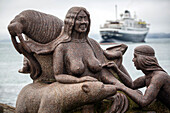 statue of the legend of sedna, the mother of the sea, old port, astoria cruise ship, nuuk, greenland
