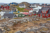 colorful wooden houses in the city of nuuk, capital of greenland