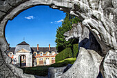 fountain of the sea horses in front of the stables at the chateau de bizy, vernon (27), france