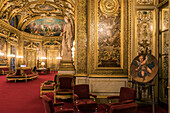 conference room in gilded wood inside the senate, luxembourg palace, upper chamber of the french parliament, paris (75), france