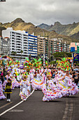 party in the street, carnival in santa cruz de tenerife, island of tenerife, canary islands, spain, europe