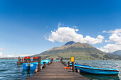 Pier overlooking a lake in Otavalo, Ecuador, South America