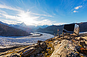 Monte Rosa hut and the Matterhorn, 4478m,  Zermatt, Valais, Swiss Alps, Switzerland, Europe