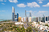 Modern city skyline, Abu Dhabi, United Arab Emirates, Middle East