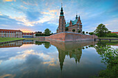 Rosenborg Castle reflected in the canal, Kongens Have, Copenhagen, Denmark, Europe