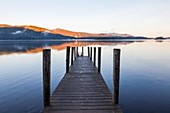 England, Cumbria, Lake District, Derwentwater, Wooden Jetty