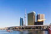 Japan, Honshu, Tokyo, Asakusa, Sumida River and Tokyo Sky Tree