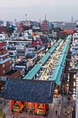 Japan, Honshu, Tokyo, Asakusa, Nakamise Shopping Street and Sensoji Temple aka Asakusa Kannon Temple
