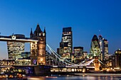 England, London, Tower Bridge and City Skyline