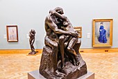 Wales, Cardiff, National Museum Cardiff, Bronze Sculpture of Embracing Nude Couple