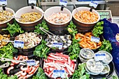 England, East Sussex, Hastings, Fish Shop Display of Seafood