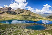 Blue water of alpine lake, Leg Grevasalvas, Julierpass, Maloja, Engadine, Canton of Graubunden, Swiss Alps, Switzerland, Europe