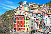 The colorful sea village of Riomaggiore, Cinque Terre, UNESCO World Heritage Site, Liguria, Italy, Europe