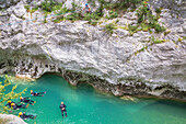 People canyoning in the Gorges du Verdon, Provence-Alpes-Cote d'Azur, Provence, France, Europe