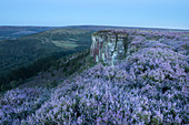 The rocky outcrop of Hasty Bank photographed in twilight. Hasty Bank, Cleveland Hills, North York Moors, North Yorkshire, England, United Kingdom, Europe