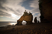 Hopewell Rocks, the flowerpot rocks, on the Bay of Fundy, scene of the world's highest tides, at night in New Brunswick, Canada, North America