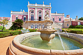 Water fountain at the entrance to Estoi Palace, in the Algarve, Portugal, Europe