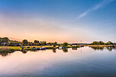 Sun, view from Baabe to Moritzdorf, Ruegen Island, Mecklenburg-Western Pomerania, Germany