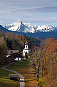 Blick auf Wamberg, Werdenfelser Land, Bayern, Deutschland