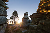 Sonnenaufgang, Dreisesselberg, Bayrischer Wald, Bayern, Deutschland