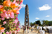 Manaca Iznaga tower, originally built to control the slaves working on the sugarcane plantations, tour into the Valle de los Ingenios, with a steam locomotive, family travel to Cuba, parental leave, holiday, time-out, adventure, near Trinidad, province Sa