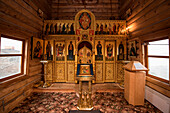 Innenraum der russisch-orthodoxen Kirche, King George Island, Südliche Shetlandinseln, Antarktis