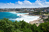 The Bondi to Coogee Walk along Sydney's coastline with Coogee Beach in the background, Sydney, New South Wales, Australia