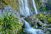 Wasserfall Earland Falls, Routeburn Track, Great Walks, Fiordlands Nationalpark, UNESCO Welterbe Te Wahipounamu, Queenstown-Lake District, Otago, Südinsel, Neuseeland