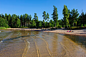Shallow sandy beach at Vaenersee Torsoe island near Mariestad, Vänernsee, Sweden